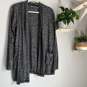 🩷ATHLETA HEATHERED BLACK GRAY SWEATER CARDIGAN TRENDING LONG SLEEVE SIZE SMALL